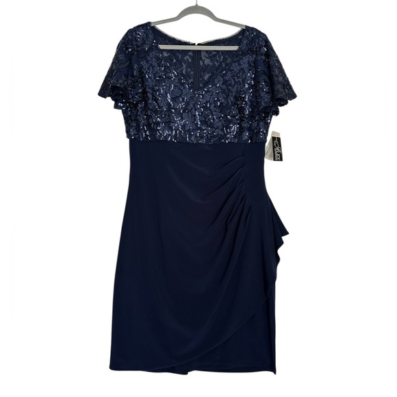 Alex Evenings Sequin V-Neck Knee-Length Dress – Size 18 - Picture 3 of 14